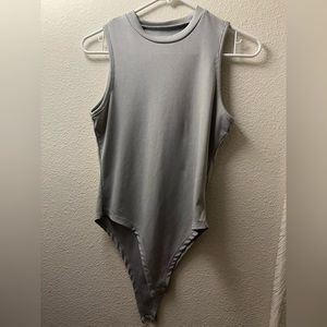 Grey Ribbed bodysuit
